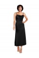 Sleeveless Cowl Neck Silky Satin Black Tea Length Formal Evening Dress Canada Clearance