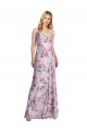 Sleeveless Cowl Neck Stretch Satin & Floral Long Formal Evening Dress Canada Clearance