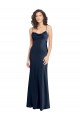 Sleeveless Cowl Neck Stretch Satin Dark Navy Long Black Tie Evening Dress Canada Clearance