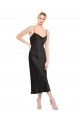 Sleeveless Cowl Neck Stretch Satin Black Midi Length Formal Evening Dress Canada Clearance