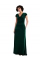 Cap Sleeves Cowl Neck Stretch Velvet Dark Green Long Black Tie Evening Dress Canada Clearance