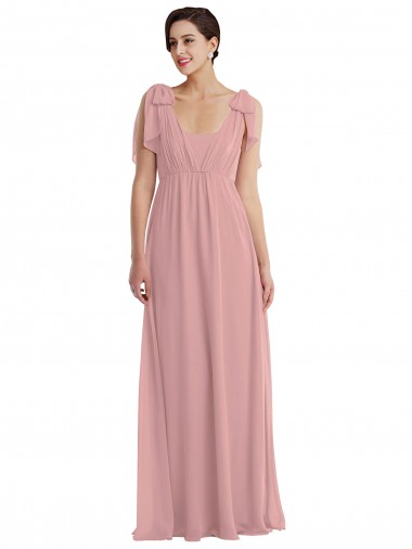 Sleeveless Halter Neck Soft Chiffon Dusty Pink Long Semi Formal Evening Dress Canada Clearance