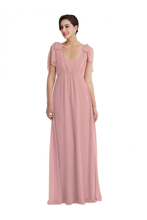 Sleeveless Halter Neck Soft Chiffon Dusty Pink Long Semi Formal Evening Dress Canada Clearance
