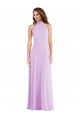 Sleeveless Halter Neck Soft Chiffon Lilac Long Semi Formal Evening Dress Canada Clearance