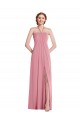 Sleeveless Halter Neck Soft Chiffon Skin Pink Long Semi Formal Evening Dress Canada Clearance