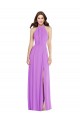 Sleeveless Halter Neck Soft Chiffon Violet Long Formal Evening Dress Canada Clearance