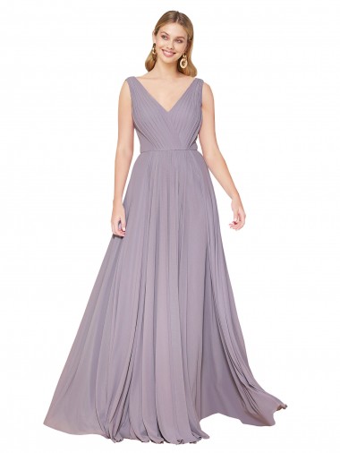 Sleeveless High Neck Soft Chiffon Dusty Rose Long Formal Evening Dress Canada Clearance