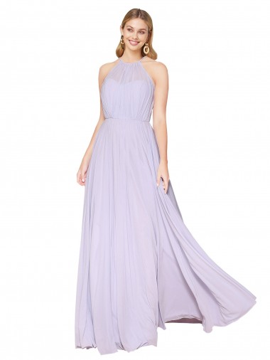 Sleeveless High Neck Soft Chiffon Lilac Long Formal Evening Dress Canada Clearance