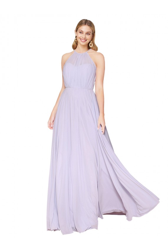 Sleeveless High Neck Soft Chiffon Lilac Long Formal Evening Dress Canada Clearance