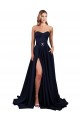 Sleeveless High Neck Stretch Crepe Dark Navy Long Formal Dress Canada Clearance
