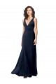 Sleeveless High Neck Stretch Crepe Dark Navy A-Line Long Formal Dress Canada Clearance