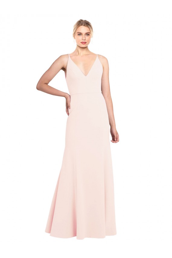 Sleeveless High Neck Stretch Crepe Pink Long Formal Evening Dress Canada Clearance