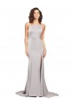 Sleeveless High Neck Stretch Satin Sweep Train Formal Evening Dress Canada Clearance