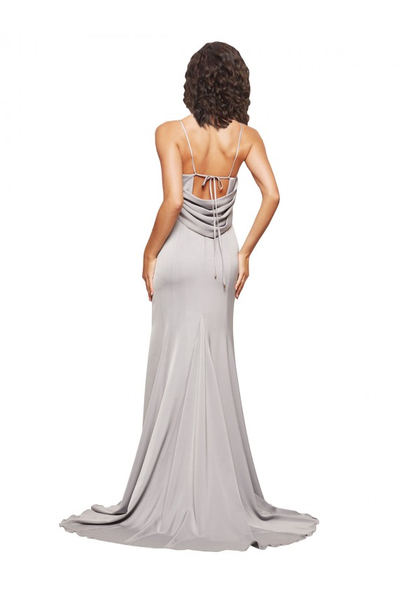 Sleeveless High Neck Stretch Satin Sweep Train Formal Evening Dress Canada Clearance