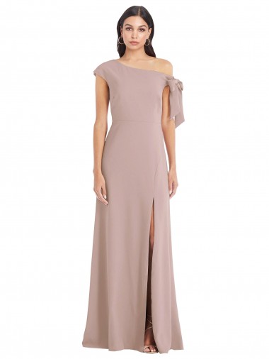 Sleeveless Off the Shoulder Stretch Crepe Dusty Pink Long Formal Evening Dress Canada Clearance