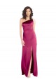 Sleeveless One Shoulder Stretch Satin Fuchsia Long Formal Evening Dress Canada Clearance