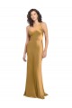 Sleeveless One Shoulder Stretch Satin Gold Long Formal Evening Dress Canada Clearance