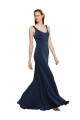 Sleeveless Round Neck Stretch Crepe Dark Navy Long Evening Dress Canada Clearance