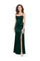 Sleeveless Scoop Neck Stretch Satin Hunter Long Formal Evening Dress Canada Clearance