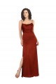 Sleeveless Square Neck Silky Satin Red Long Formal Evening Dress Canada Clearance