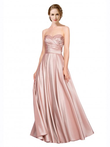 Sleeveless Strapless Stretch Satin Long Black Tie Evening Dress Canada Clearance