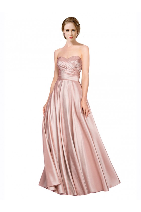 Sleeveless Strapless Stretch Satin Long Black Tie Evening Dress Canada Clearance