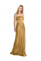 Sleeveless Strapless Stretch Satin Gold Long Formal Evening Dress Canada Clearance