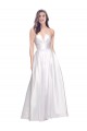 Sleeveless Strapless Stretch Satin White Long Formal Evening Dress Canada Clearance