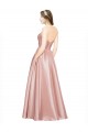 Sleeveless Strapless Stretch Satin Long Black Tie Evening Dress Canada Clearance