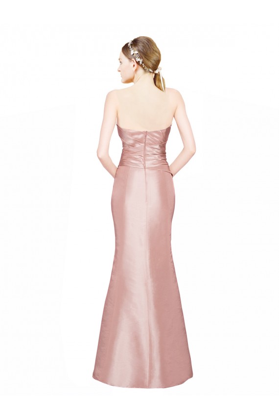 Sleeveless Strapless Stretch Satin Long Formal Evening Dress Canada Clearance