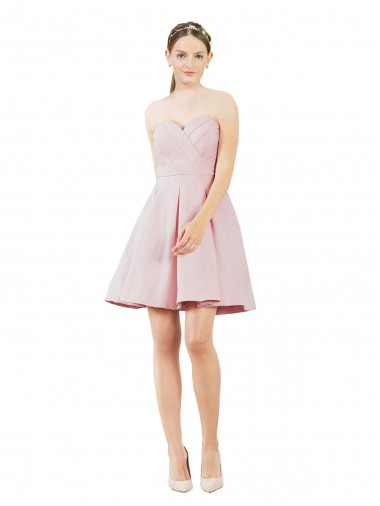 Sleeveless Sweetheart Satin Pink Knee Length Evening Dress Canada Clearance