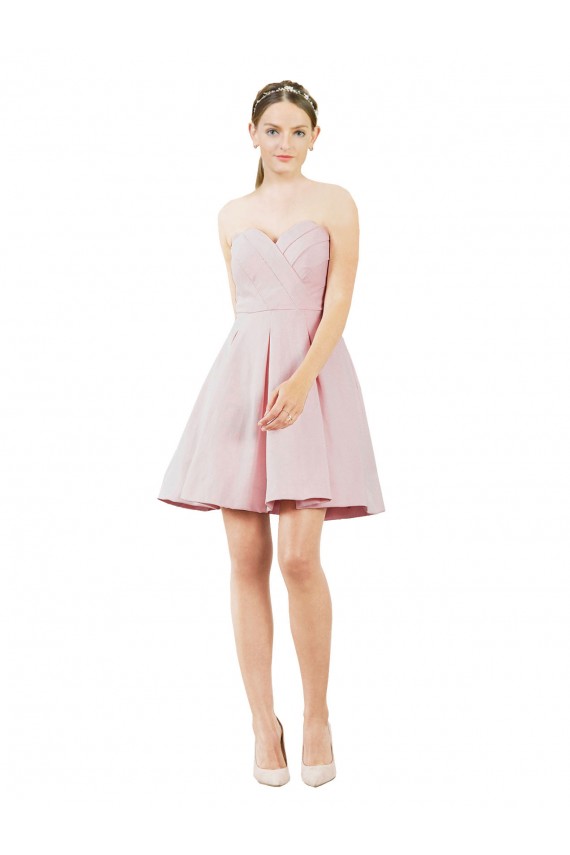 Sleeveless Sweetheart Satin Pink Knee Length Evening Dress Canada Clearance