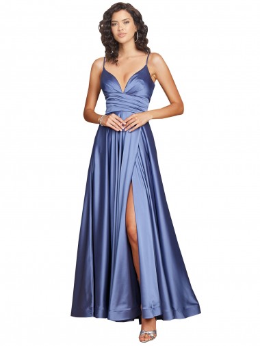 Sleeveless Sweetheart Silky Satin French Blue Long Black Tie Evening Dress Canada Clearance