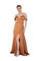 Cold Shoulder Sweetheart Silky Satin Orange Long Formal Evening Dress Canada Clearance