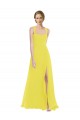 Sleeveless Sweetheart Soft Chiffon Yellow Long Semi Formal Evening Dress Canada Clearance