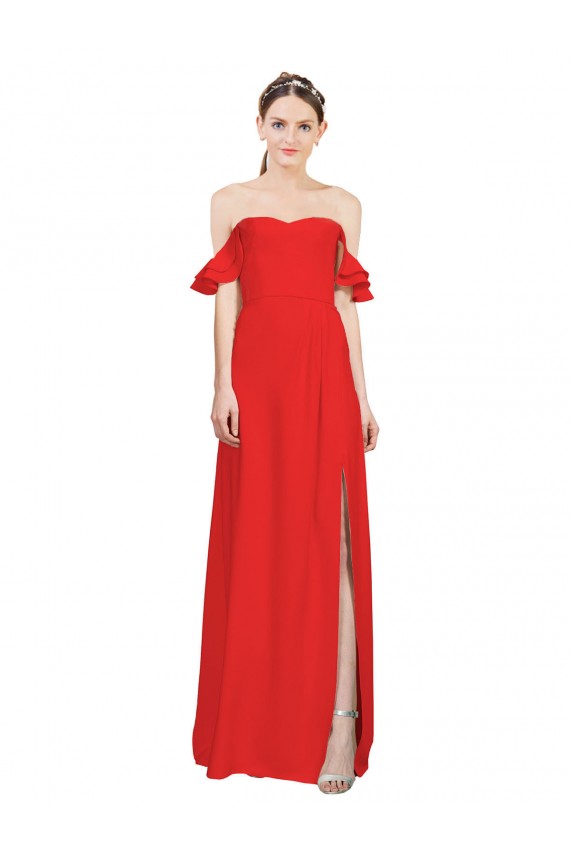 Sleeveless Sweetheart Stretch Crepe Red Long Formal Evening Dress Canada Clearance