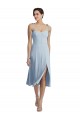 Sleeveless Sweetheart Stretch Crepe Light Sky Blue Midi Length Evening Dress Canada Clearance