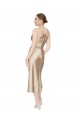 Sleeveless V-Neck Silky Satin Midi Length Formal Evening Dress Canada Clearance