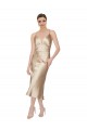 Sleeveless V-Neck Silky Satin Midi Length Formal Evening Dress Canada Clearance
