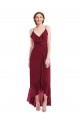 Sleeveless V-Neck Soft Chiffon Burgundy Long High Low Evening Dress Canada Clearance