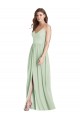 Sleeveless V-Neck Soft Chiffon Sage Long Semi Formal Evening Dress Canada Clearance