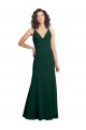 Sleeveless V-Neck Stretch Crepe Midnight Green Long Formal Dress Canada Clearance