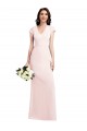 Cap Sleeves V-Neck Stretch Crepe Pink Long Formal Evening Dress Canada Clearance
