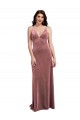 Sleeveless V-Neck Stretch Velvet Cinnamon Rose Long Formal Evening Dress Canada Clearance