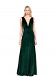 Sleeveless V-Neck Stretch Velvet Dark Green Long Evening Dress Canada Clearance