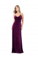 Sleeveless V-Neck Stretch Velvet Grape Long Formal Evening Dress Canada Clearance