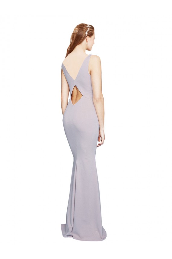 Sleeveless V-Neck Stretch Crepe Arctic Lilac Long Formal Evening Dress Canada Clearance