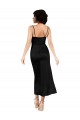 Sleeveless Cowl Neck Silky Satin Black Tea Length Formal Evening Dress Canada Clearance