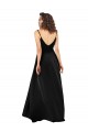 Sleeveless V-Neck Silky Satin Black Long High Low Evening Dress Canada Clearance