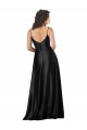 Sleeveless V-Neck Silky Satin Black Long Formal Dress Canada Clearance